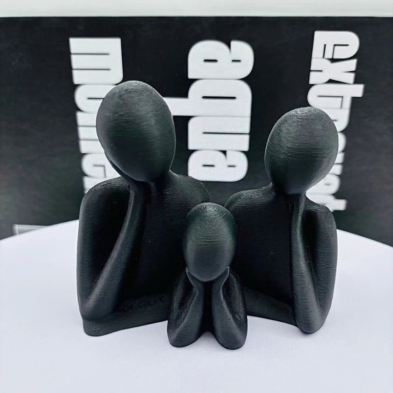 A Cozy 3D Ornament for a Family of Three, Abstract Minimalist Art Couple Decoration, Statue of Parents and Son, Light Luxury Home Desktop Decoration for Wine Cabinet, Living Room, Entrance, and Tv Cabinet, Is a Perfect Gift f