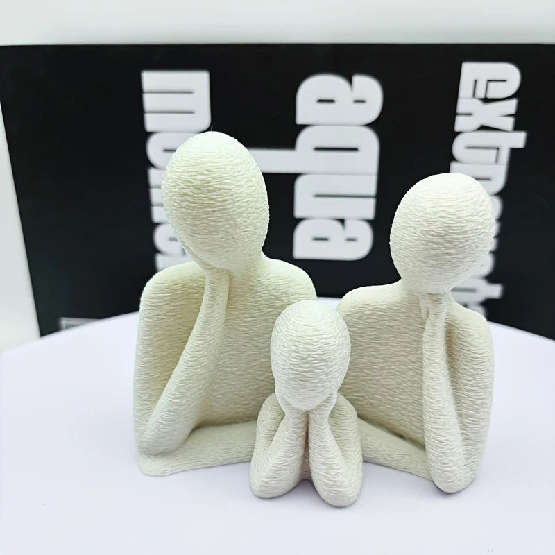 A Cozy 3D Ornament for a Family of Three, Abstract Minimalist Art Couple Decoration, Statue of Parents and Son, Light Luxury Home Desktop Decoration for Wine Cabinet, Living Room, Entrance, and Tv Cabinet, Is a Perfect Gift f