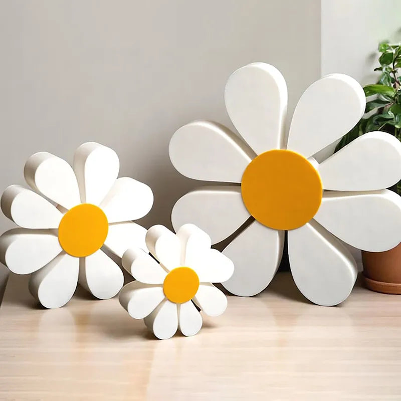 3Pcs/set Wooden Daisy Flower Ornaments Vintage Floral Desktop Decoration Home Spring Festival Supplies Wood Crafts Photo Props