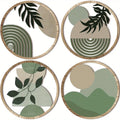 4 Bohemian Wall Art Set - Wooden Bohemian Decor, Geometric Hanging Artwork, Suitable for Baby Room, Farmhouse Aesthetic Minimali
