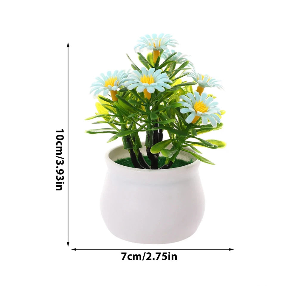 Office Decor Home Decor Tree in Pot Small Chrysanthemum Artificial Flowers Plastic Fake Plants Bonsai Artificial Faux Plants