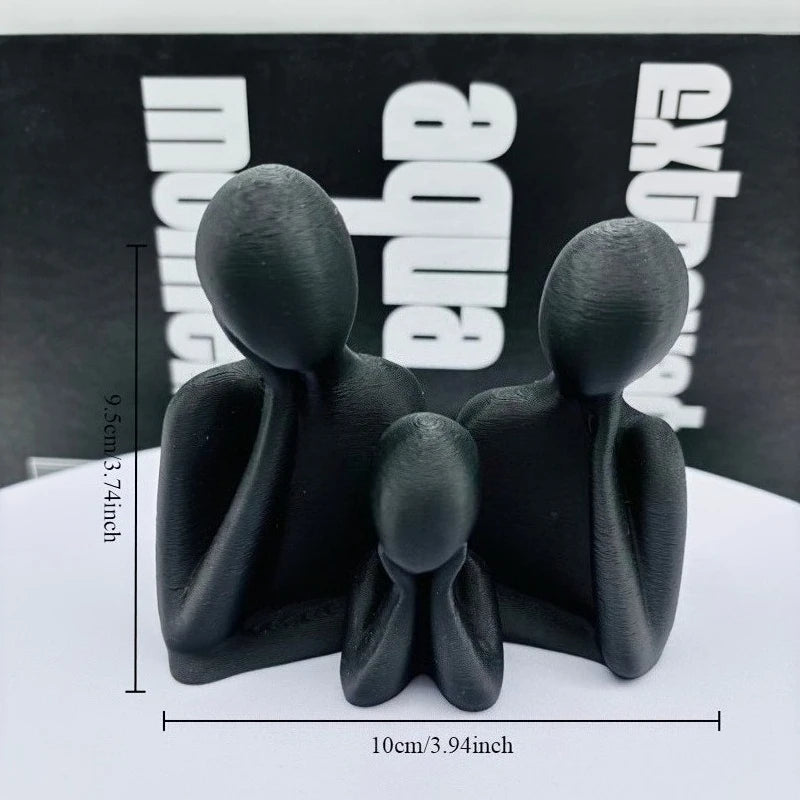 A Cozy 3D Ornament for a Family of Three, Abstract Minimalist Art Couple Decoration, Statue of Parents and Son, Light Luxury Home Desktop Decoration for Wine Cabinet, Living Room, Entrance, and Tv Cabinet, Is a Perfect Gift f